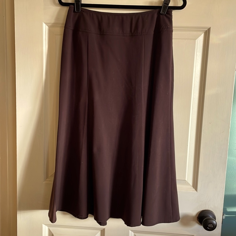 Brown Kim Rogers flare below knee skirt cute w/boots